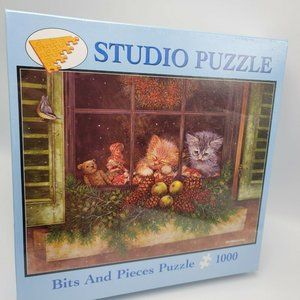 Window Watchers Christmas Kitten Holiday Cat 1000 Jigsaw Puzzle Sealed Giordano